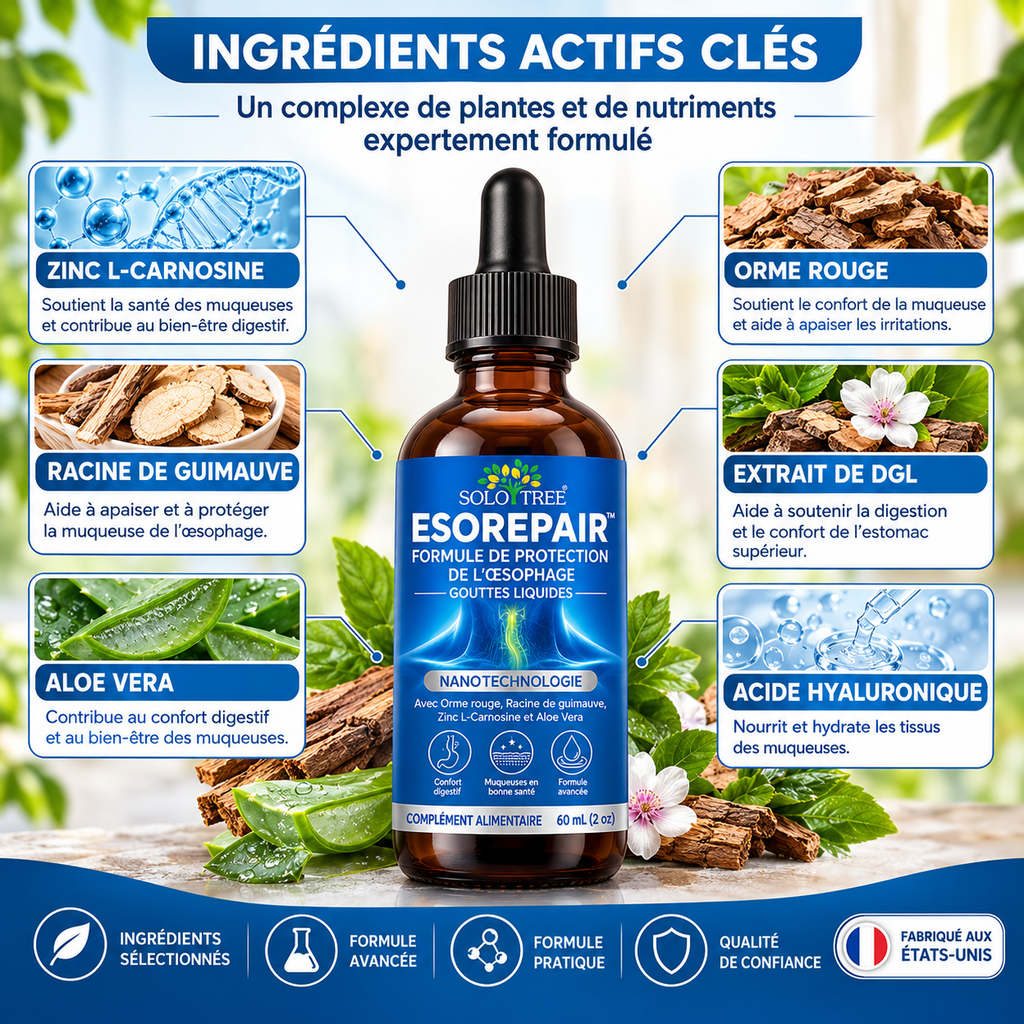ESOREPAIR™ (ESOPHAGEAL)-(Le soutien quotidien ciblé pour votre confort digestif, votre gorge et votre œsophage)°